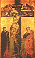 Crucifixion detrempe sur bois, Senj (Croatie), Eglise orthodoxe, (1280-1300) (Zagreb - Musee d'histoire croate)